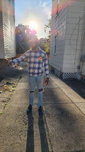 Load image into Gallery viewer, Orange Blue Plaid Vibration Sweater
