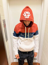 Load image into Gallery viewer, Lavender Red Pyramid Colorblock Hoodie
